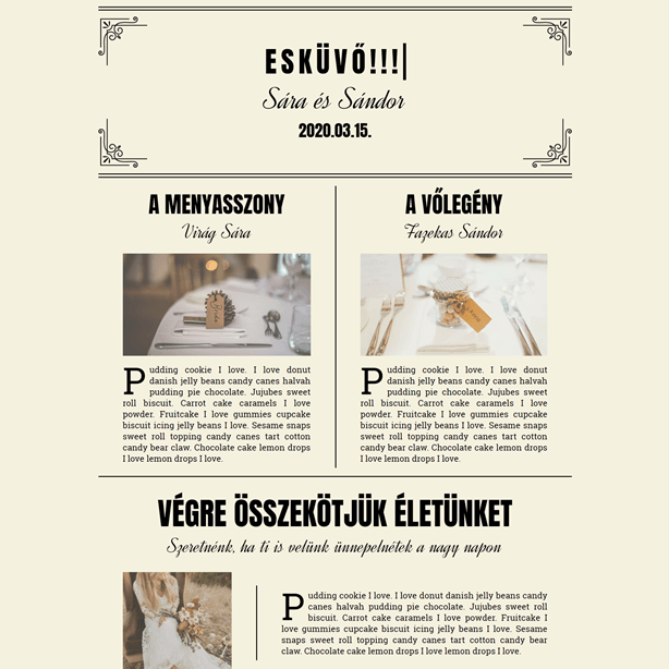 Esküvői honlap design