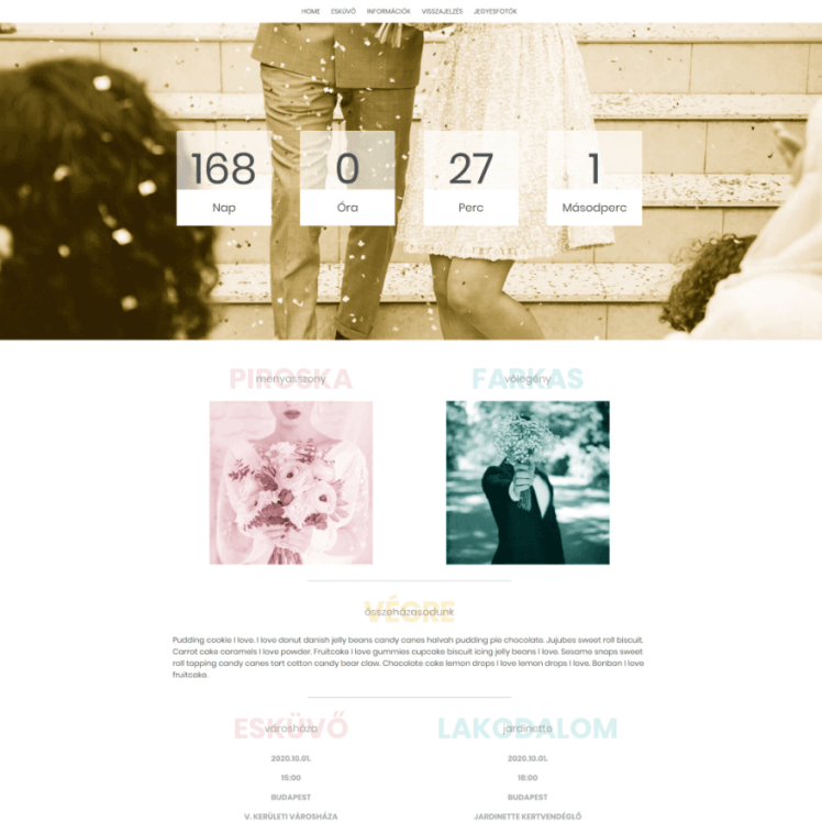 Esküvői weboldal design